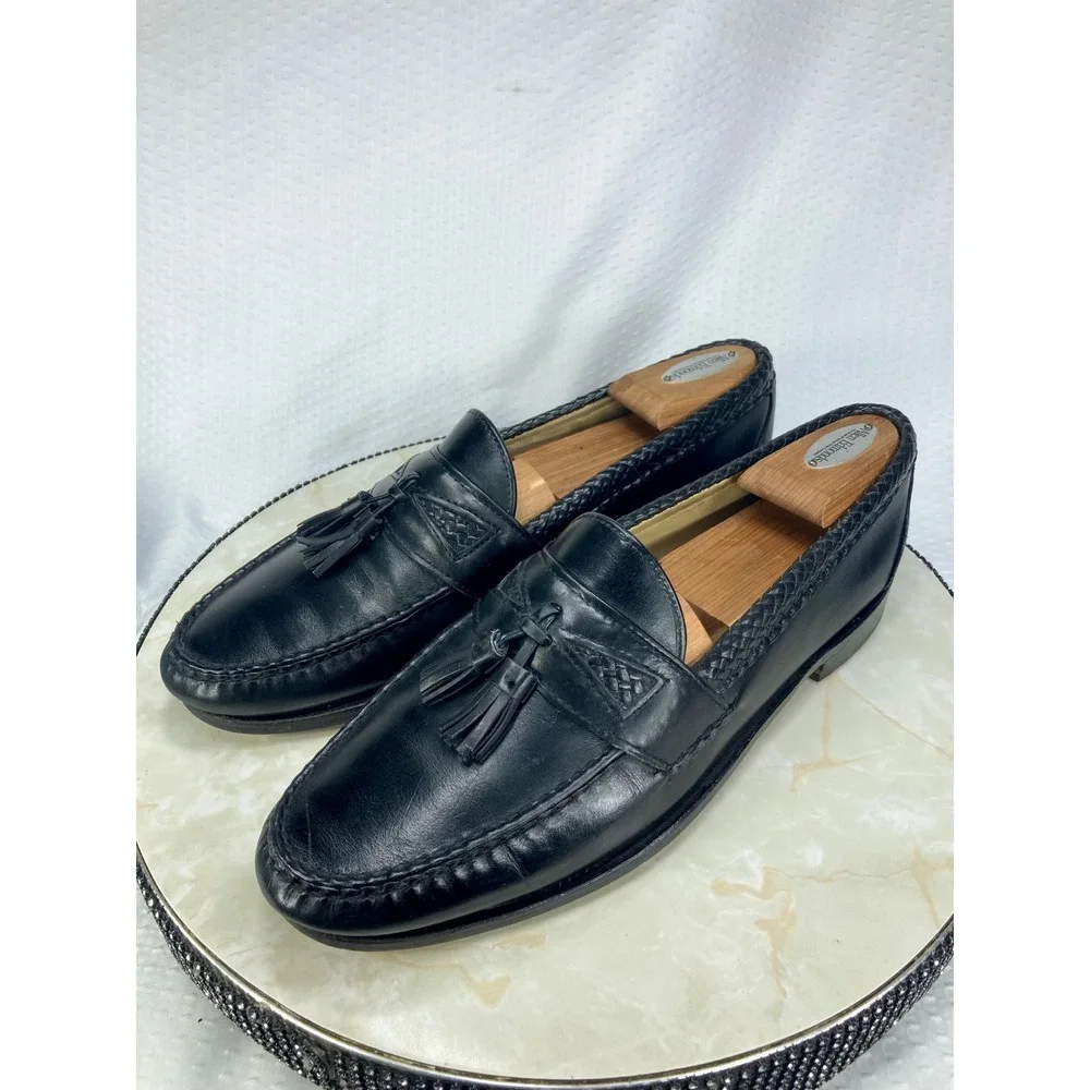 Allen Edmonds Maxfield Braided Tassel Loafers Men 11 Black Leather Classic Shoes